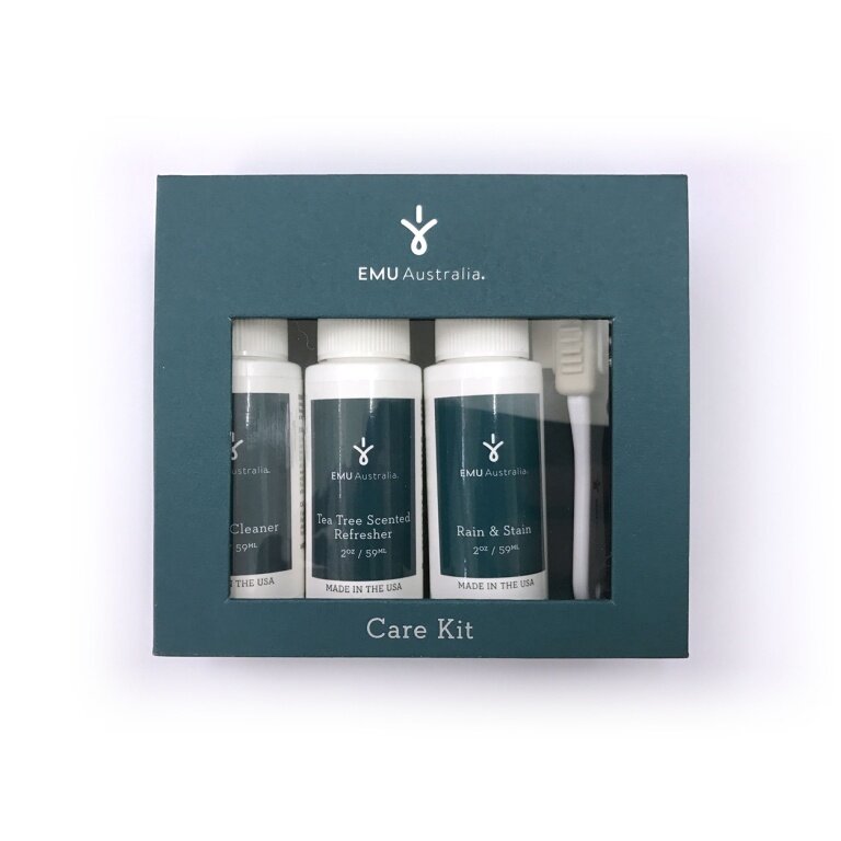 EMU Australia Shoe Care Care Kit Set (59ml Refresher, 59ml Rain & Stain, 59ml Suede Cleaner, Brush)