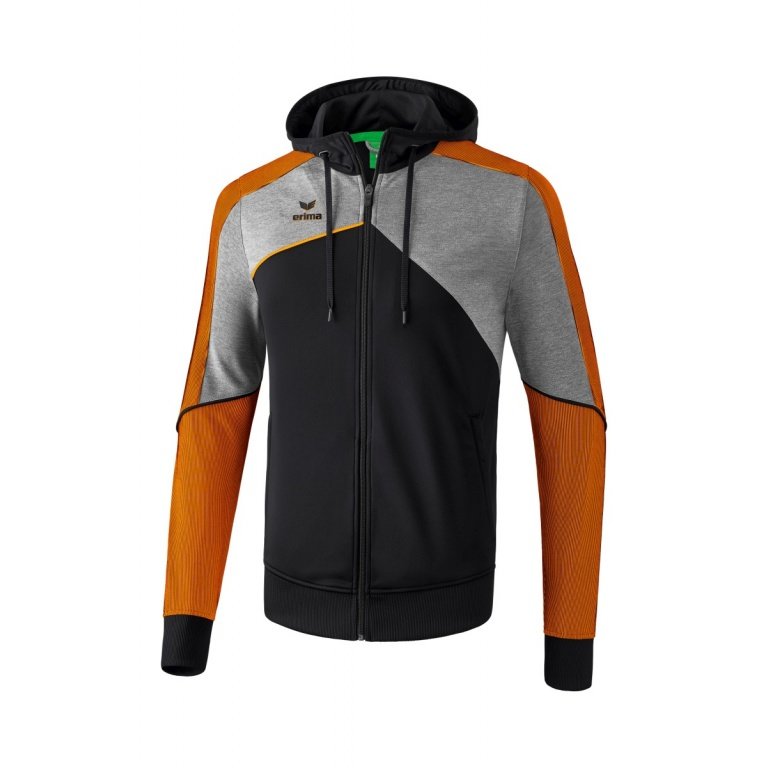 Erima Hooded Jacket Premium One 2.0 black/grey/orange Men