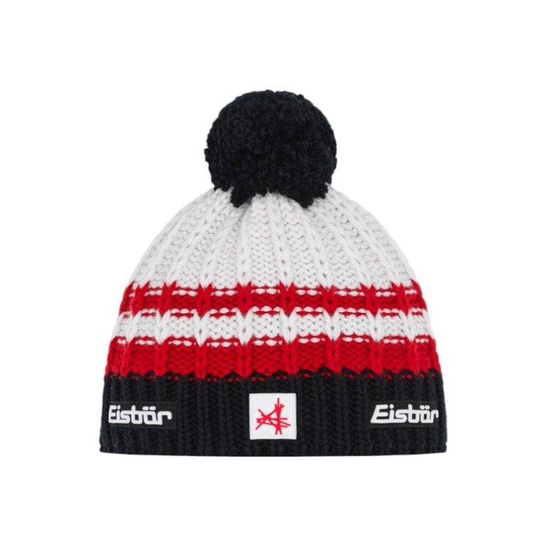Polar Bear Hat (Pom Pom) Kova SA - Merinomix - white/black/red - 1 piece