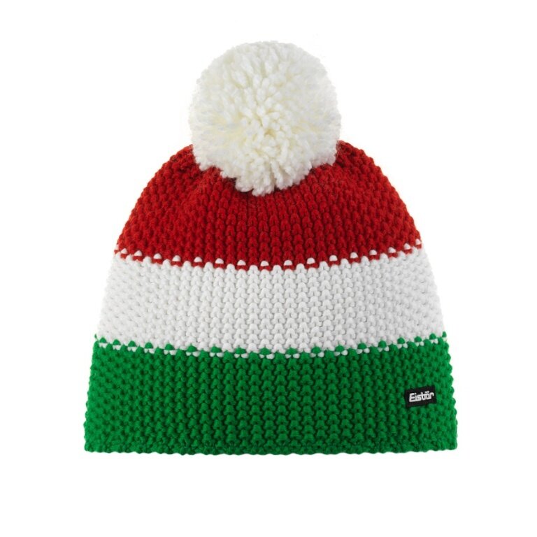 Polar Bear Winter Hat Star with Pom Pom (Pompon) Green/Red/White - 1 Piece