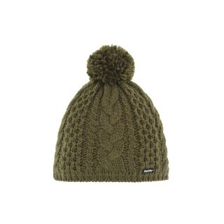 Polar Bear Knitted Hat (Pom Pom) Afra Ladies - khaki green - 1 piece