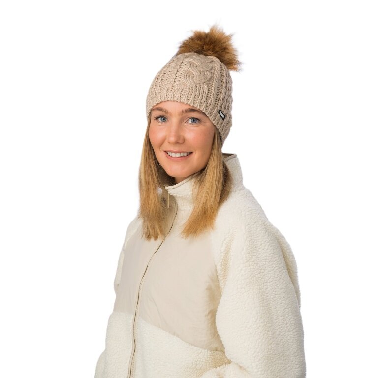 Polar Bear Knitted Hat (Pom Pom) Afra Lux - beige