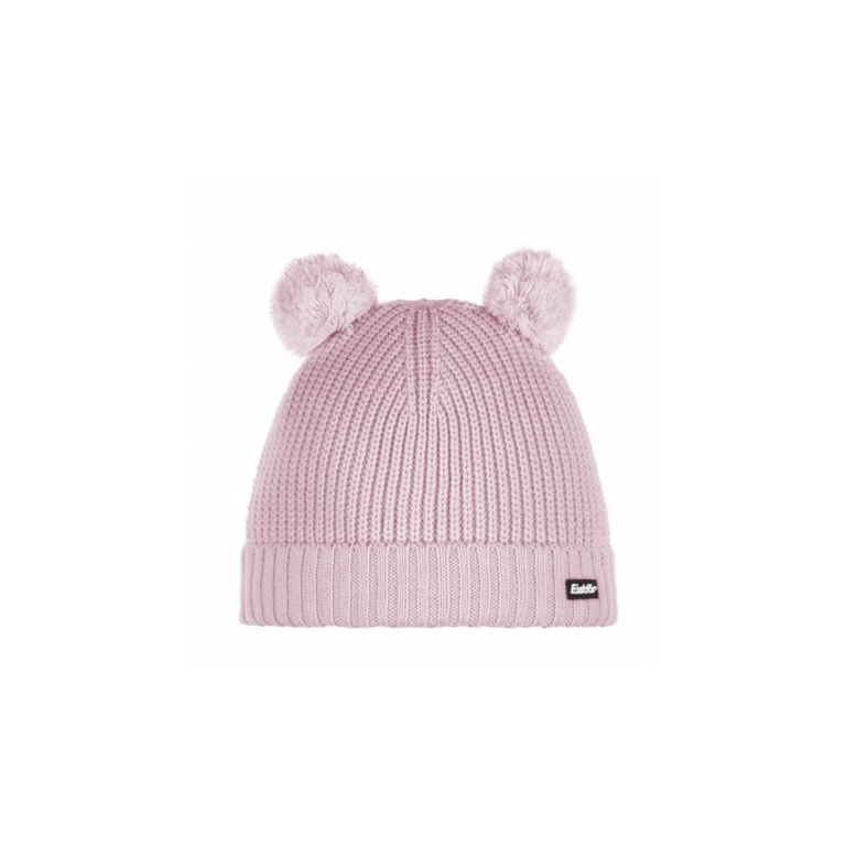 Polar Bear Winter Hat (Pom Pom) Ponti - with Wool Pom Pom Ears - Pink - Children