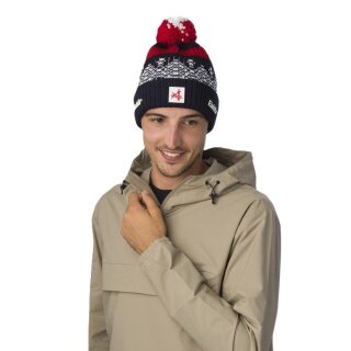 Polar Bear Winter Hat Norrak Pompon SA - Merinomix, cosy fleece band - midnight blue - 1 piece