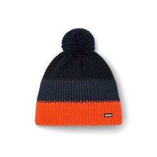 Polar Bear Winter Hat Star with Pom Pom (Pompom) orange/navy blue/black - 1 piece