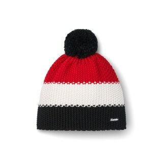 Polar Bear Winter Hat Star with Pom-Pom (Pompom) black/white/red - 1 piece