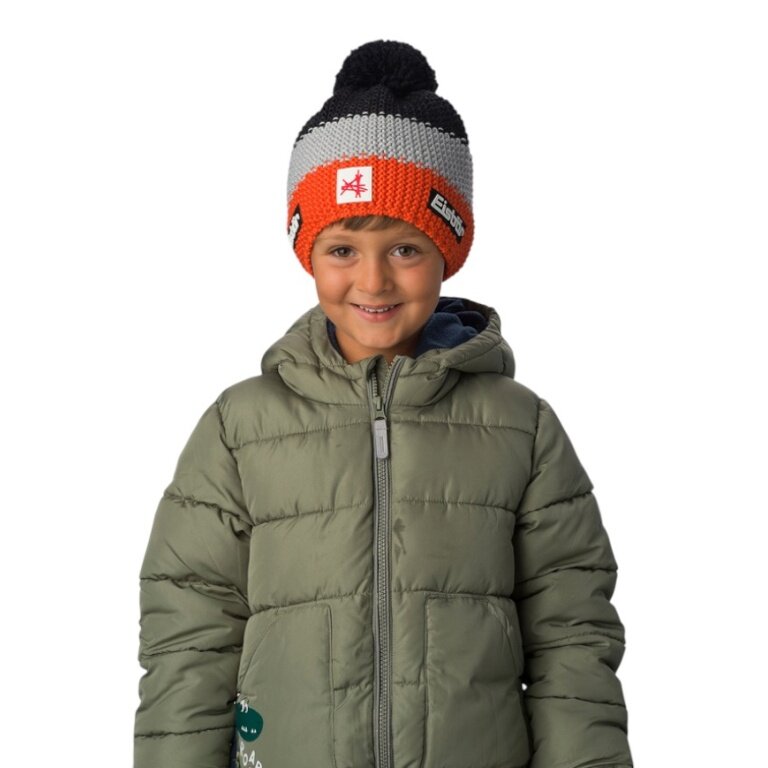 Polar Bear Winter Hat (Pom Pom) Star SA Kids - orange/black/grey - 1 piece