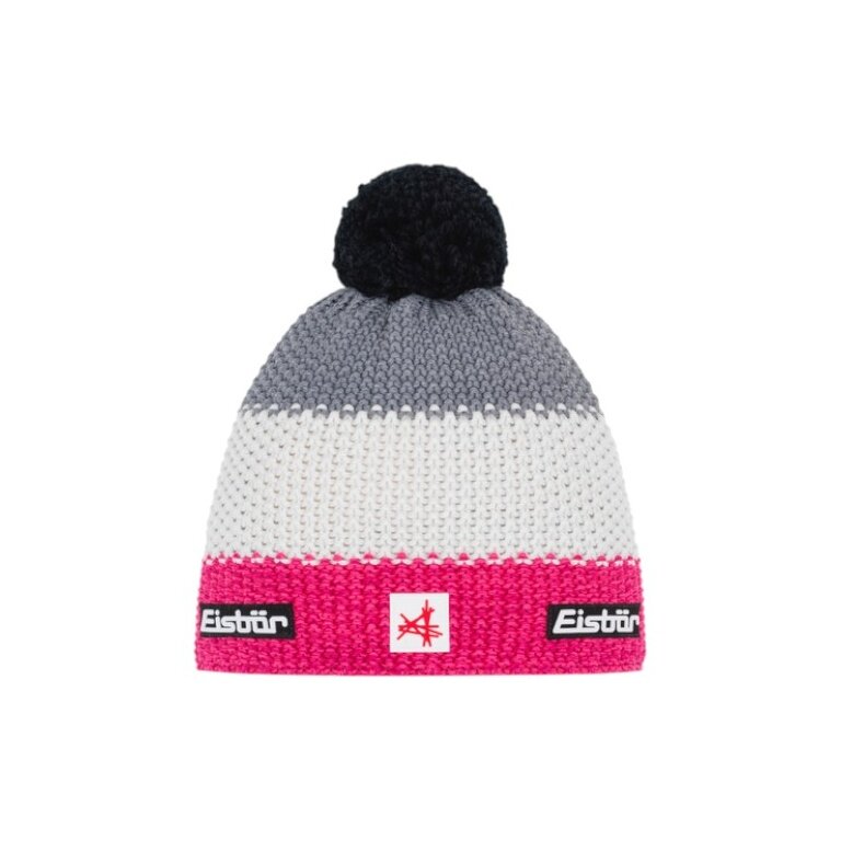 Polar Bear Winter Hat (Pom Pom) Star SA Kids - pink/white/grey - 1 piece