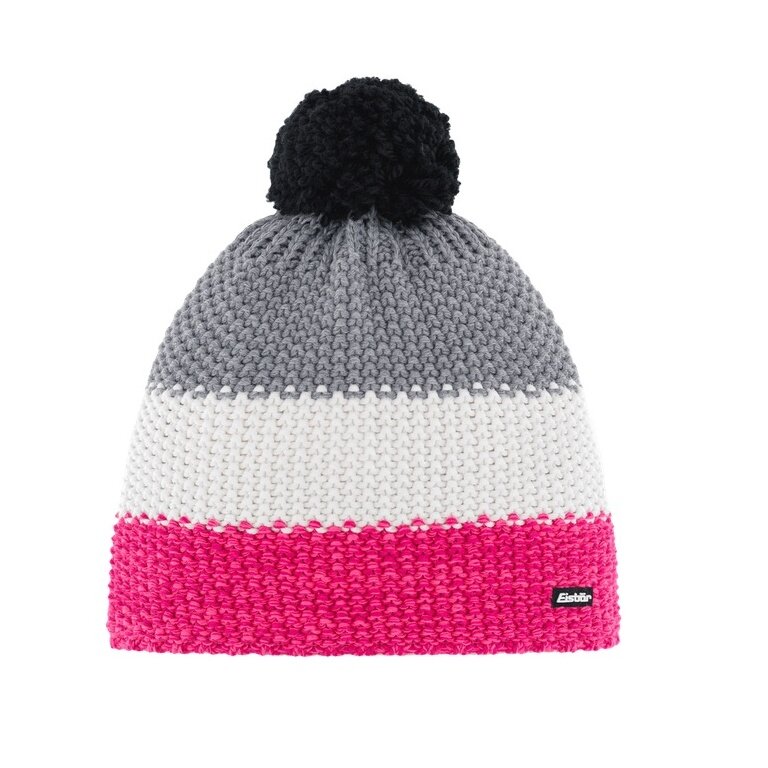 Polar Bear Winter Hat Star with Pom Pom pink/gray/white - 1 piece