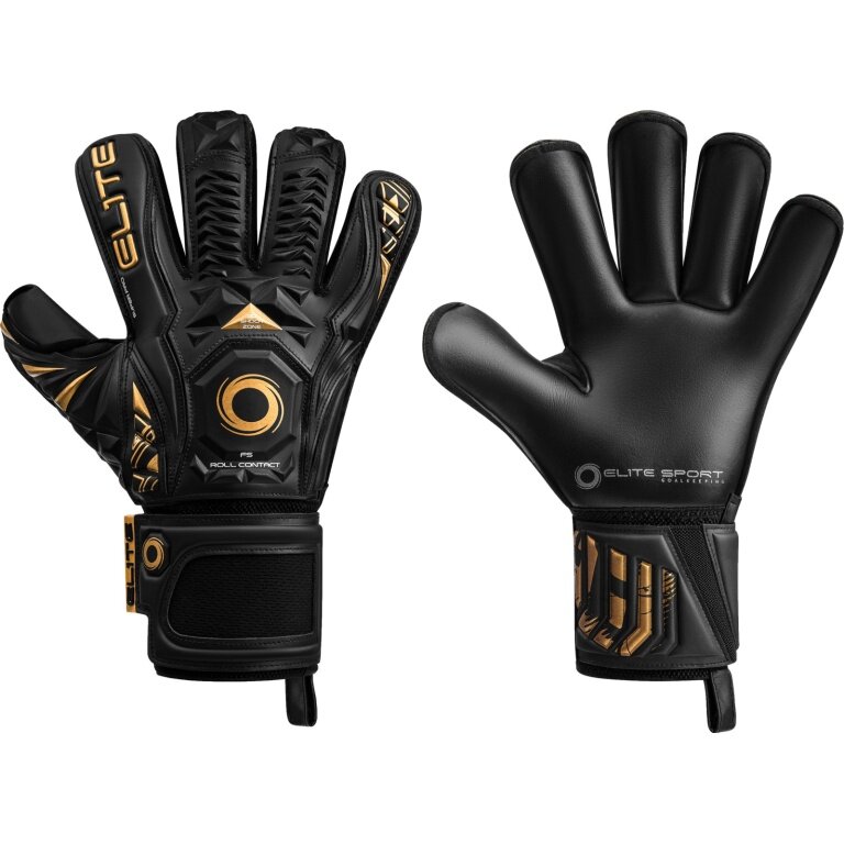 Elite Sport Goalkeeper Gloves Black Real - 4mm Ultra GTech Pro Latex for all weather conditions, FS Roll Contact - black