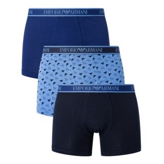 Emporio Armani Underwear Boxer Shorts Stretch Cotton blue/dark blue patterned Men's - 3 pieces