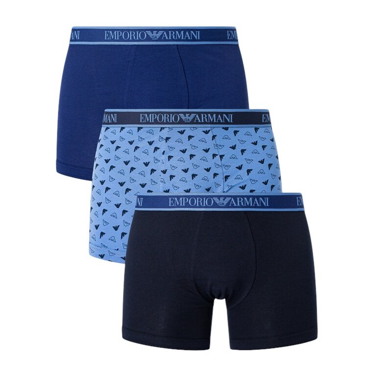 Emporio Armani Underwear Boxer Shorts Stretch Cotton blue/dark blue patterned Men's - 3 pieces