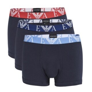 Emporio Armani Underwear Boxer Shorts Trunk Stretch Cotton Navy Blue Men's - 3 Pieces