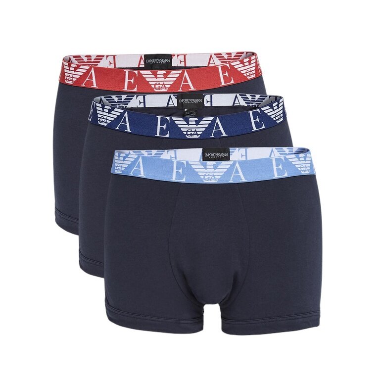 Emporio Armani Underwear Boxer Shorts Trunk Stretch Cotton Navy Blue Men's - 3 Pieces
