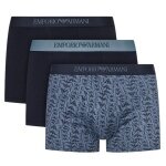 Emporio Armani Underwear Boxer Shorts Trunk Cotton Dark Blue Patterned Men's - 3 Pieces