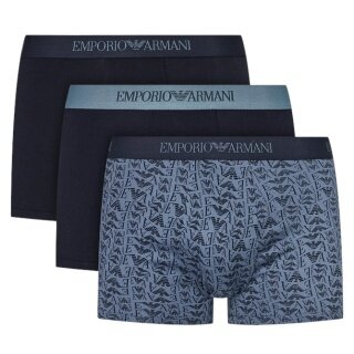 Emporio Armani Underwear Boxer Shorts Trunk Cotton Dark Blue Patterned Men's - 3 Pieces