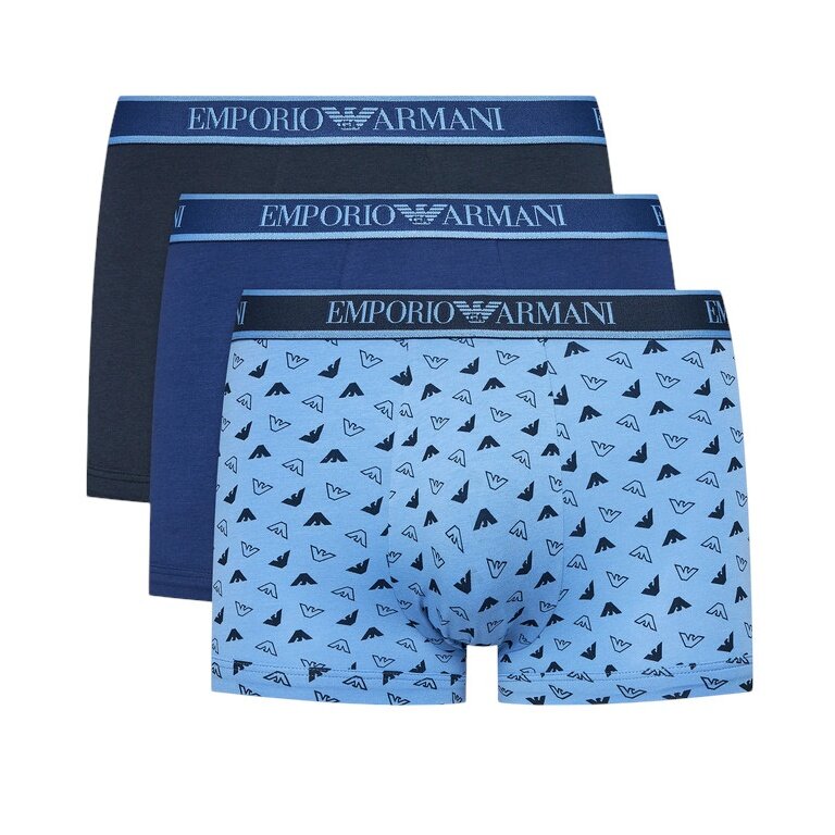 Emporio Armani Underwear Boxer Shorts Trunk Cotton blue/dark blue patterned Men's - 3 pieces