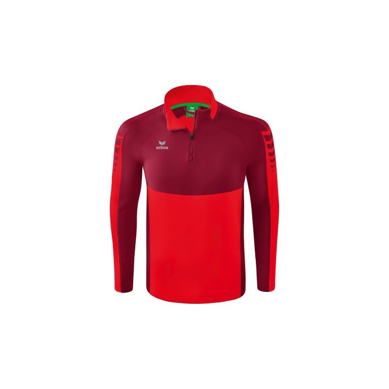 Erima Sport Long Sleeve Six Wings Training Top (100% Polyester, Stand-up Collar, 1/2 Zip) Red/Bordeaux Boys