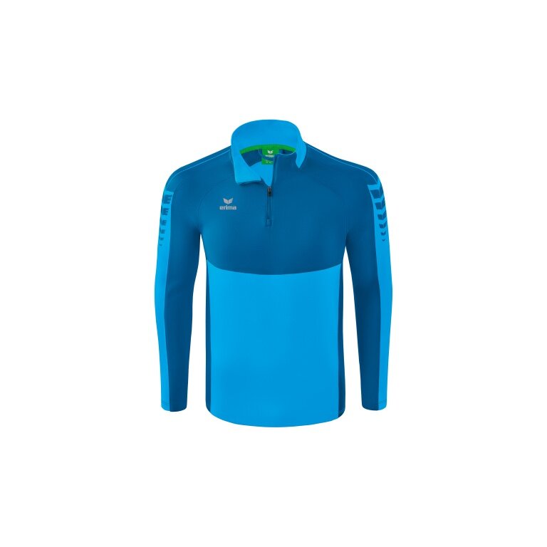Erima Sport Long Sleeve Six Wings Training Top (100% Polyester, Stand-up Collar, 1/2 Zip) Curacao Blue Men
