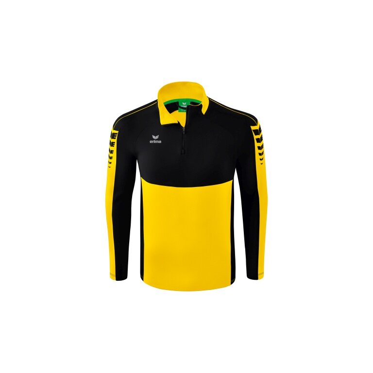 Erima Sport Long Sleeve Shirt Six Wings Training Top (100% Polyester, Stand-up Collar, 1/2 Zip) Yellow/Black Boys