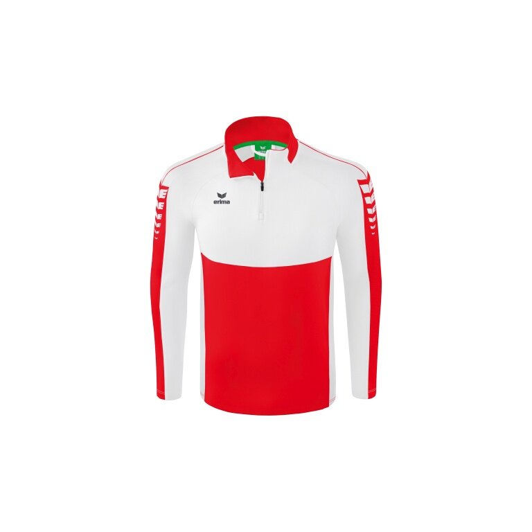 Erima Sport Long Sleeve Six Wings Training Top (100% Polyester, Stand-up Collar, 1/2 Zip) Red/White Men