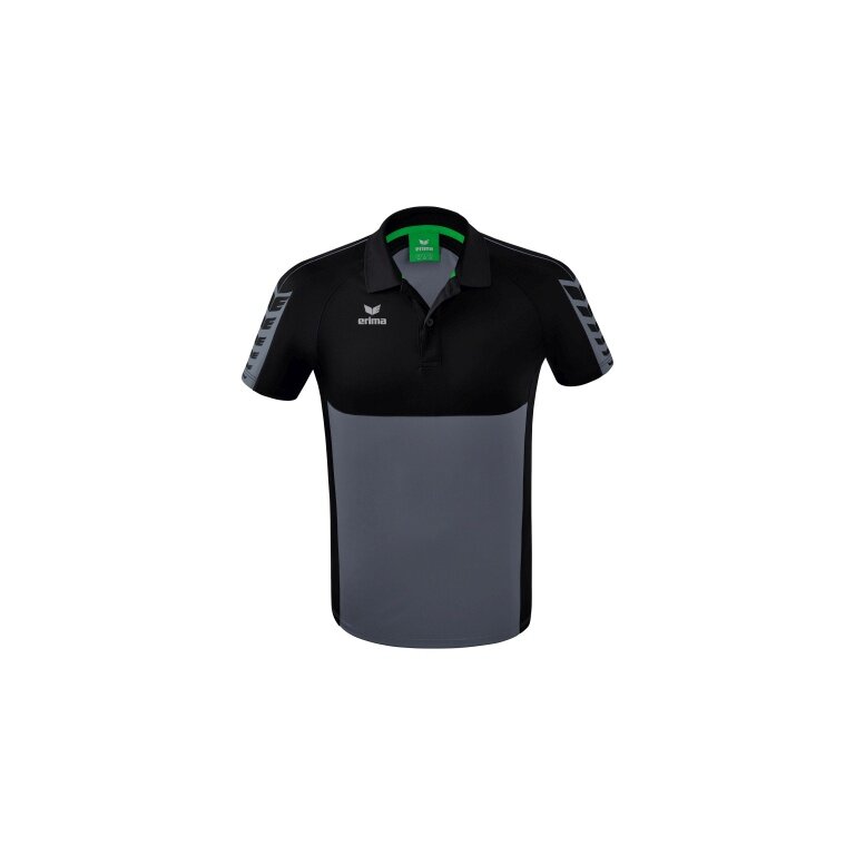 Erima Sport-Polo Six Wings (100% Polyester, quick-drying, comfortable to wear) grey/black Men