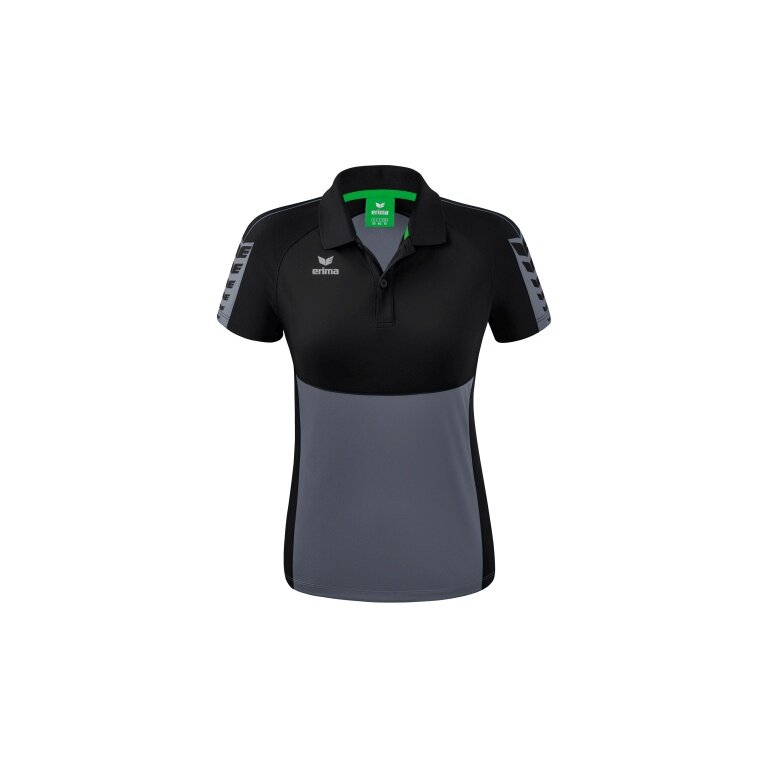 Erima Sport-Polo Six Wings (100% Polyester, tailored cut, quick-drying) grey/black Women