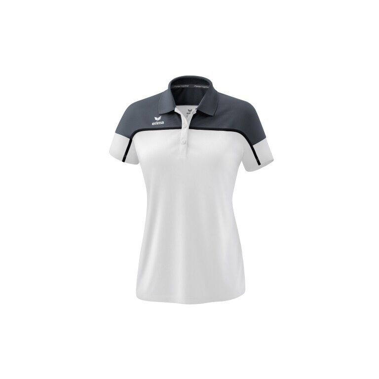 Erima Sport Polo Change (100% recycled Polyester, fast-drying functional material) white/dark grey Women