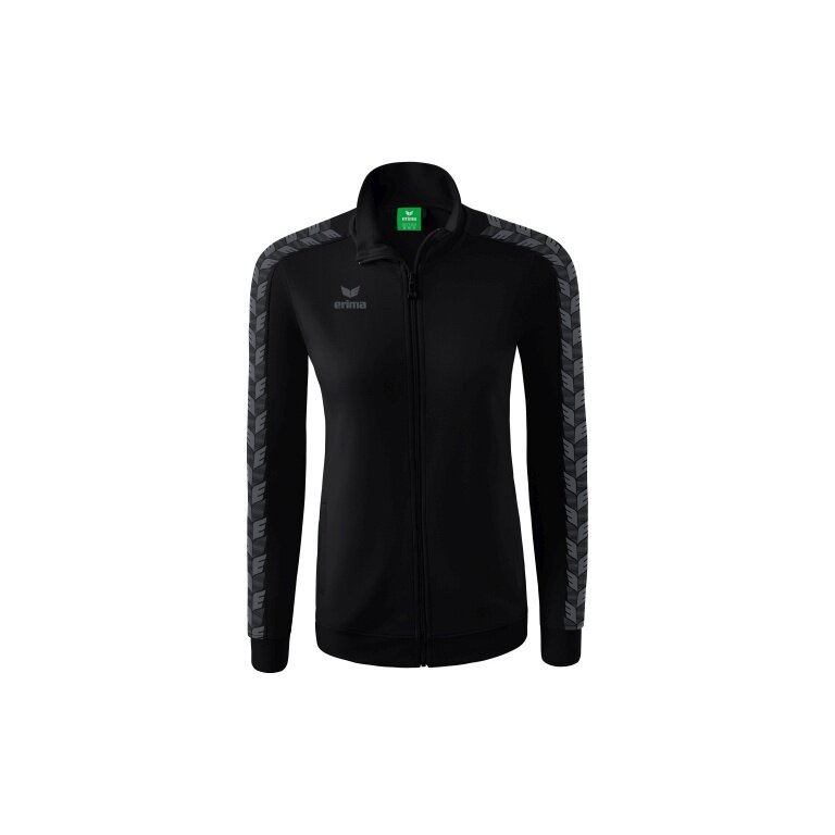 Erima Team Essential Tracktop Sports Jacket - comfortable, ribbed cuffs, side pockets - black/grey Women