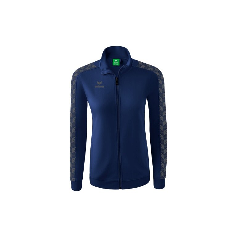 Erima Team Tracktop Essential Sports Jacket - comfortable, ribbed cuffs, side pockets - navy blue/grey Women