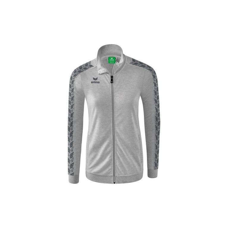 Erima Team Essential Tracktop Sports Jacket - comfortable, ribbed cuffs, side pockets - light grey/grey Women