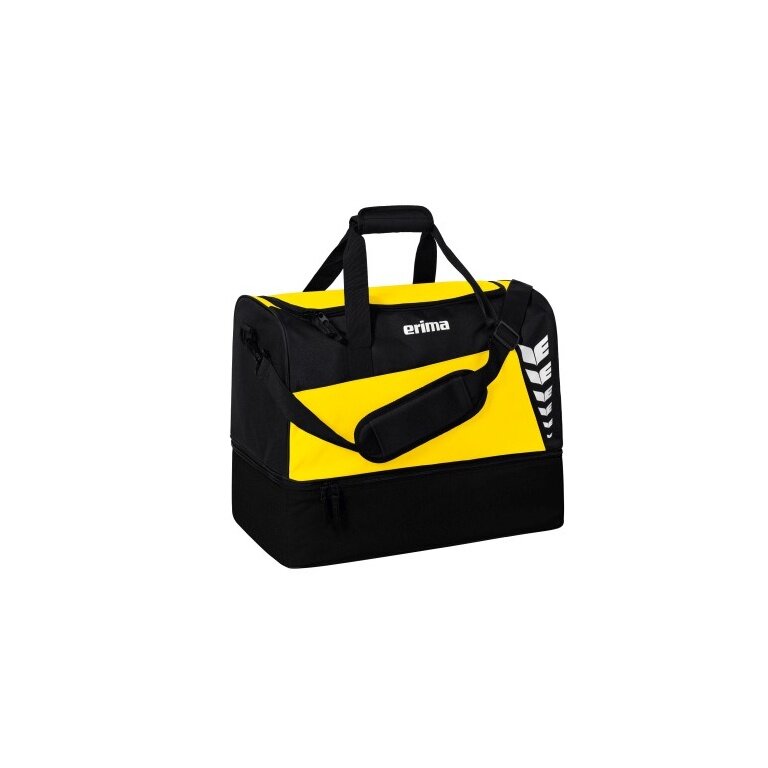 Erima sports bag Six Wings with bottom compartment (Size L - 94.5 litres) yellow/black 60x35x45cm