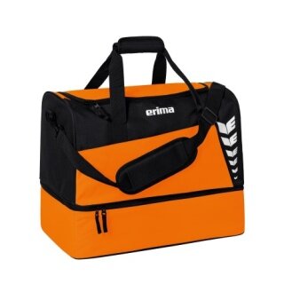 Erima sports bag Six Wings with bottom compartment (Size L - 94.5 litres) orange/black 60x35x45cm