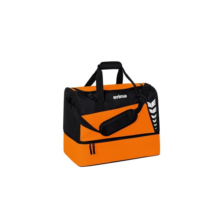 Erima sports bag Six Wings with bottom compartment (Size L - 94.5 litres) orange/black 60x35x45cm