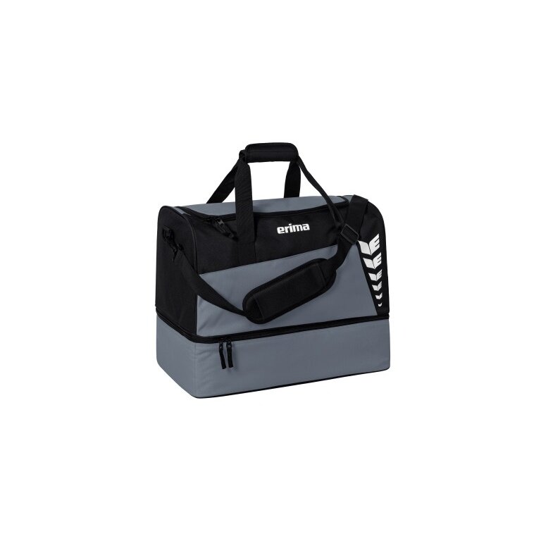 Erima sports bag Six Wings with bottom compartment (size L - 94.5 liters) grey/black 60x35x45cm