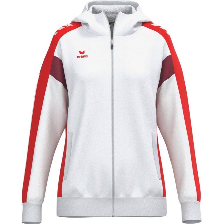 Erima Celebrate 125 Training Jacket with Hood (breathable, 100% polyester) white/red ladies