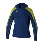 Erima Evo Star Training Jacket with Hood (high wearing comfort) navy blue/lime green Ladies