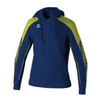 Erima Evo Star Training Jacket with Hood (high wearing comfort) navy blue/lime green Ladies