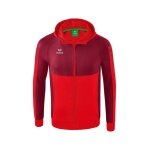 Erima Training Jacket Six Wings with Hood (Cotton Blend, Soft and Comfortable) Red/Bordeaux Boys