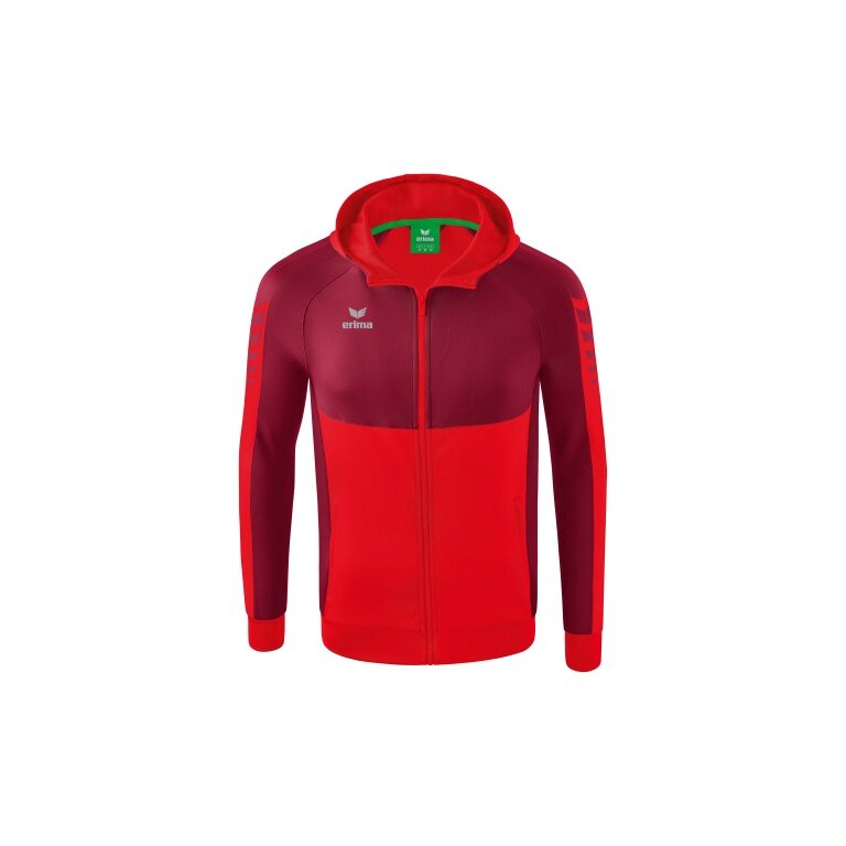 Erima Training Jacket Six Wings with Hood (Cotton Blend, Soft and Comfortable) Red/Bordeaux Boys