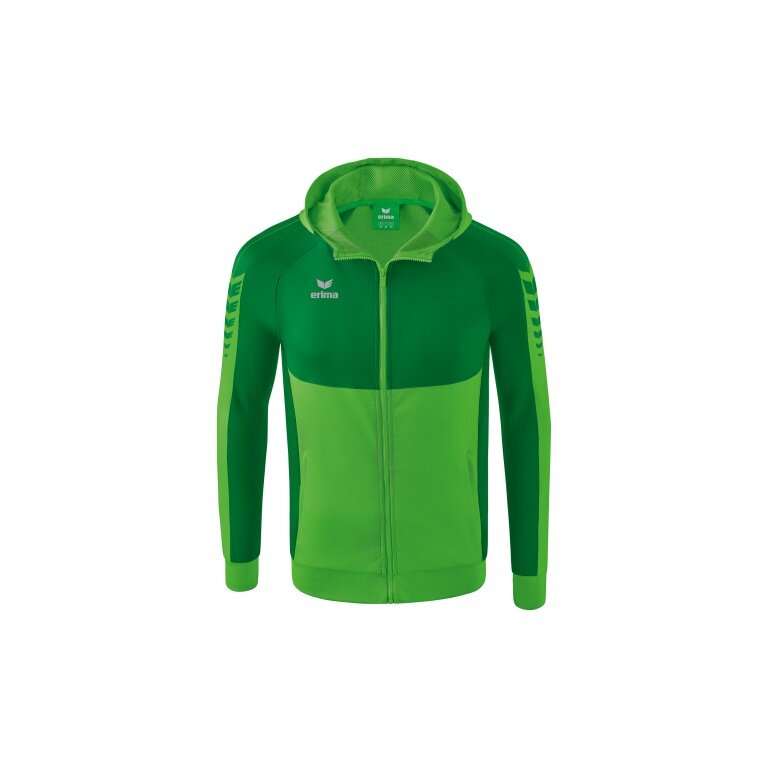 Erima Training Jacket Six Wings with Hood (Cotton Blend, Soft and Comfortable) Green/Emerald Men