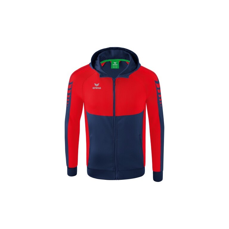 Erima Training Jacket Six Wings with Hood (Cotton Blend, Soft and Comfortable) Navy Blue/Red Men