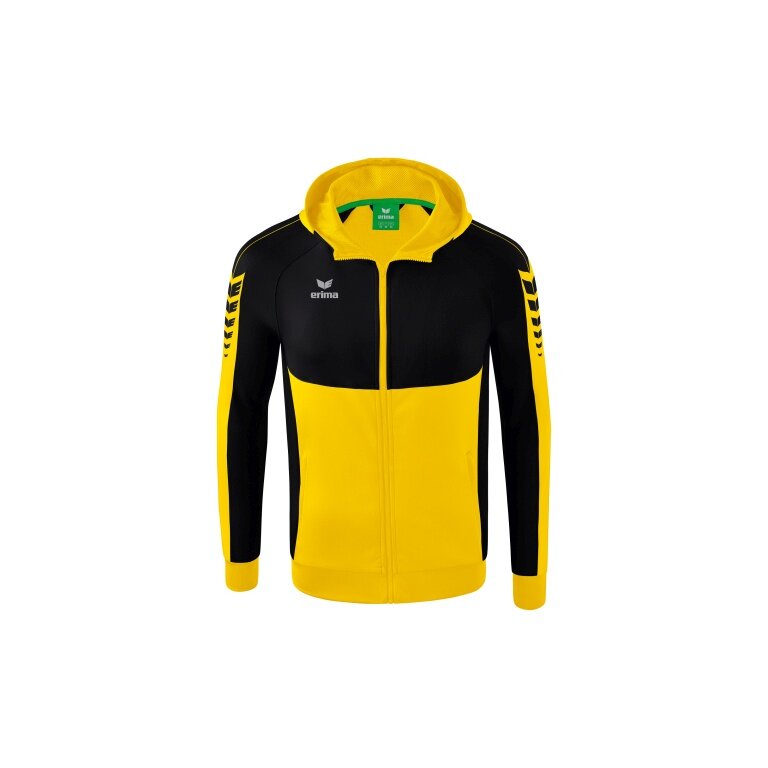 Erima Training Jacket Six Wings with Hood (Cotton Blend, Soft and Comfortable) Yellow/Black Men