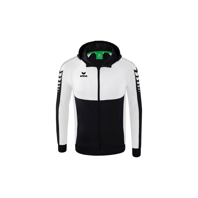 Erima Training Jacket Six Wings with Hood (Cotton Blend, Soft and Comfortable) Black/White Boys