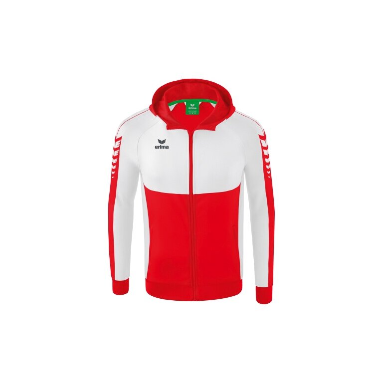 Erima Training Jacket Six Wings with Hood (Cotton Blend, Soft and Comfortable) Red/White Boys
