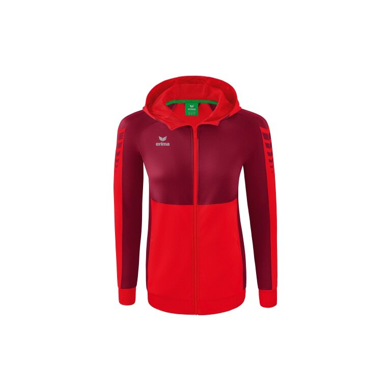 Erima Training Jacket Six Wings with Hood (Cotton Blend, Soft, Comfortable, Tailored Cut) Red/Bordeaux Women