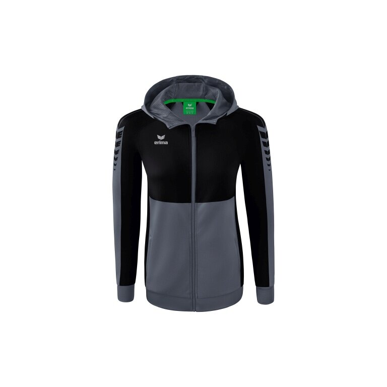 Erima Training Jacket Six Wings with Hood (Cotton Blend, Soft, Comfortable, Tailored Cut) Grey/Black Women