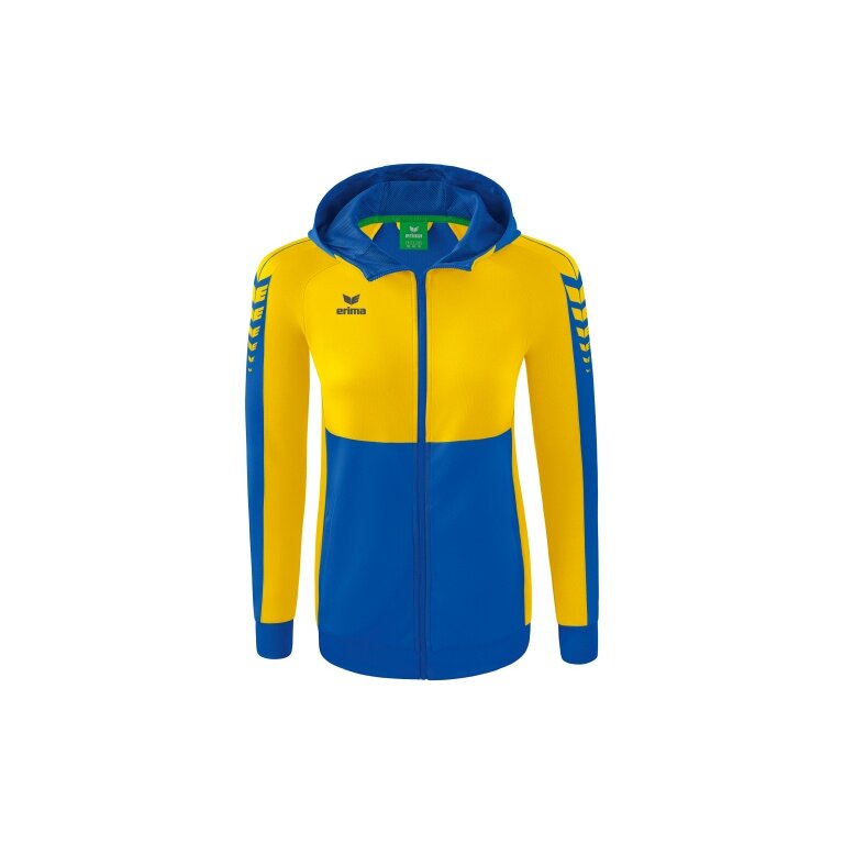 Erima Training Jacket Six Wings with Hood (Cotton Blend, Soft, Comfortable, Tailored Cut) Navy Blue/Yellow Women
