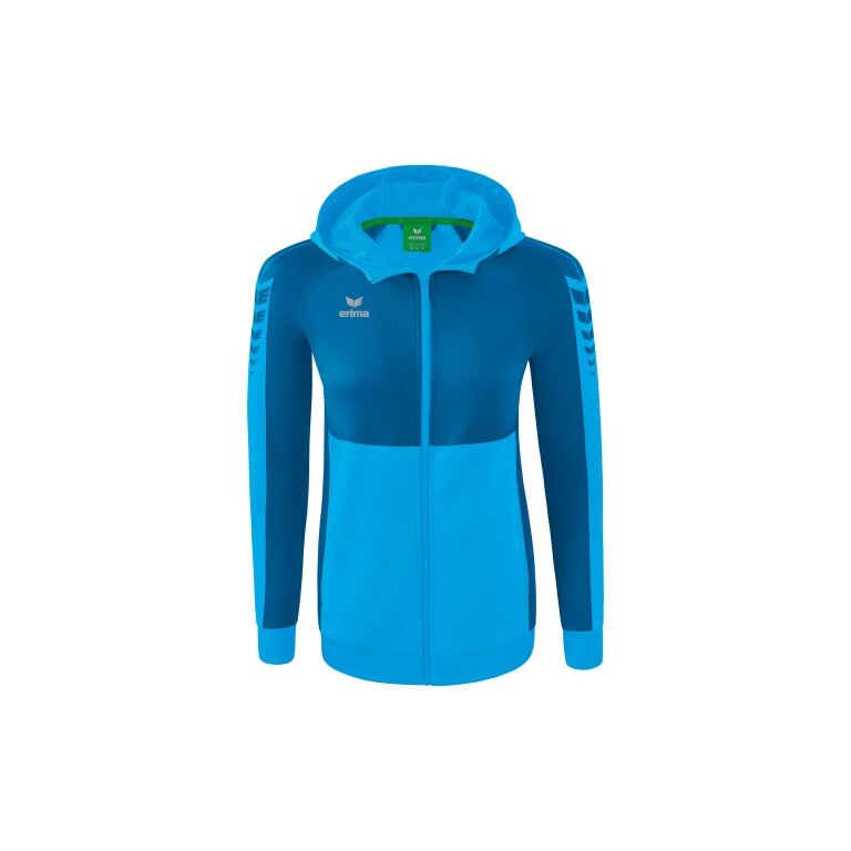 Erima Training Jacket Six Wings with Hood (Cotton Blend, Soft, Comfortable, Tailored Cut) Curacao Blue Women