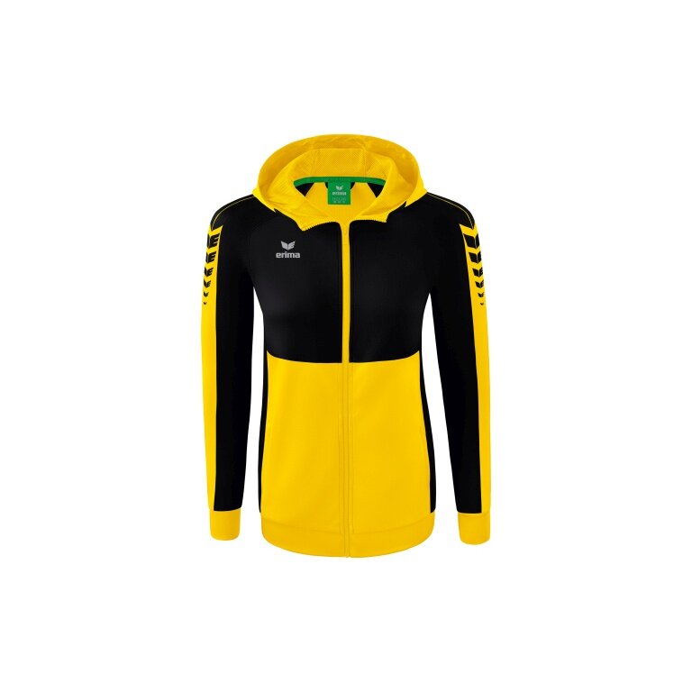 Erima Training Jacket Six Wings with Hood (Cotton Blend, Soft, Comfortable, Tailored Cut) Yellow/Black Women